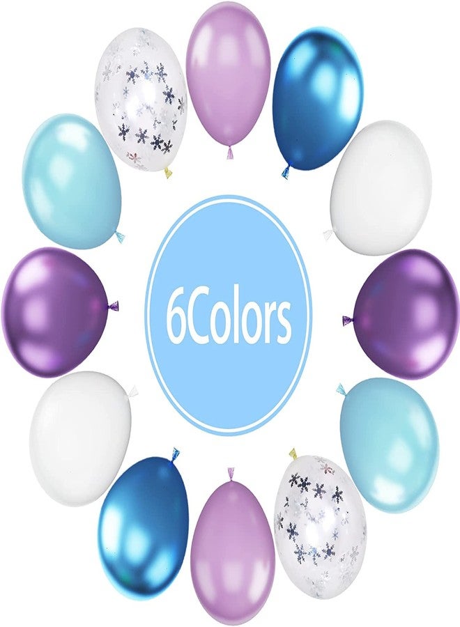 Lazybeee™ 30 Pcs Frozen Balloons, 30 Pcs 12 Inch Purple Blue White and Silver Confetti Latex Balloons for Girls Frozen Theme Party Supplies Ice Snow Theme Birthday Baby Shower Winter Party Decorations - Image 2